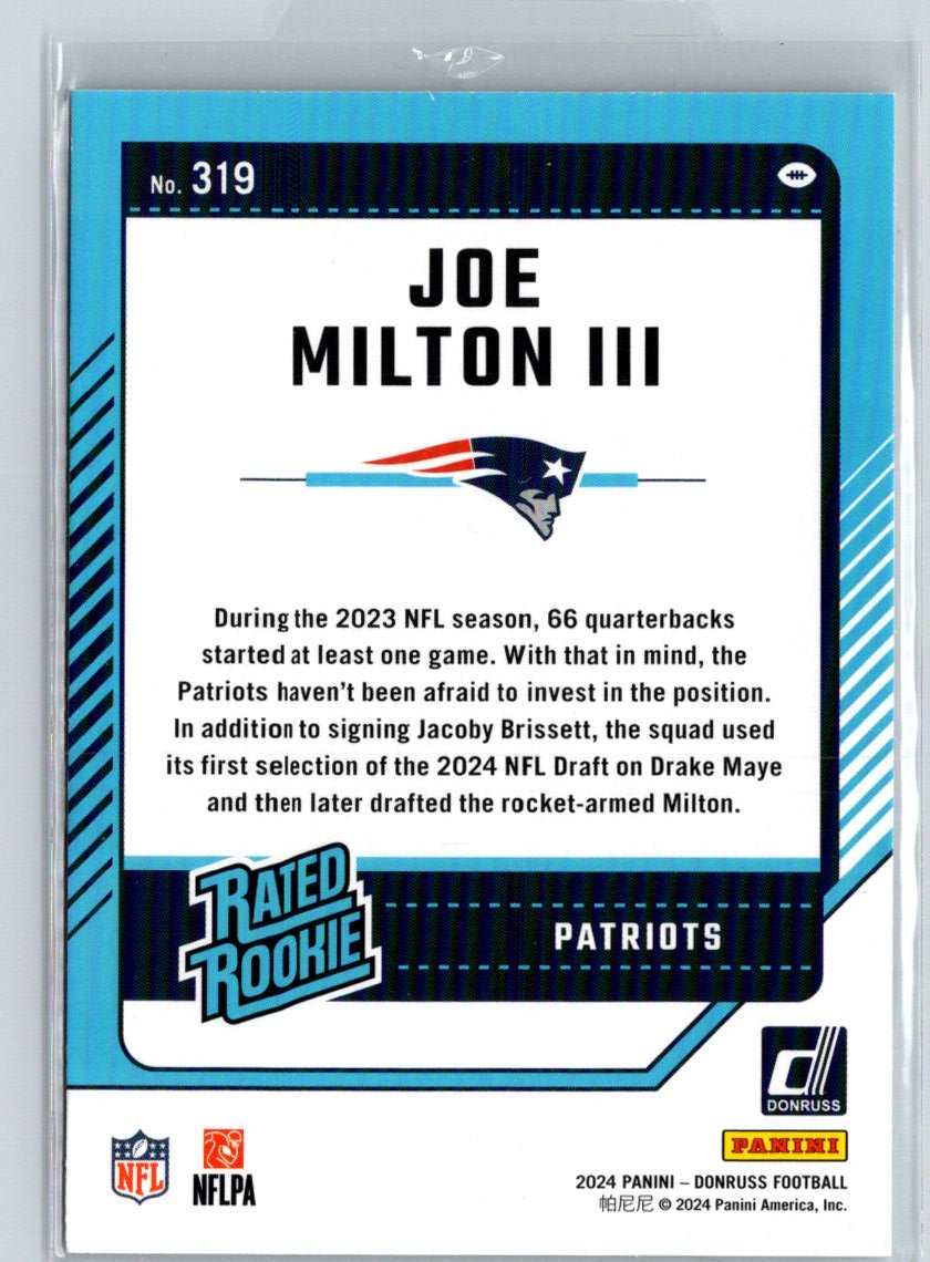 2024 Donruss #319 Joe Milton III K20