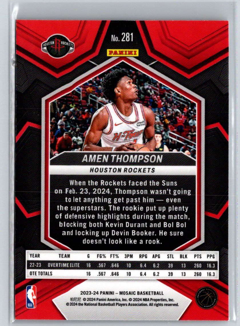 2023-24 Panini Mosaic #281 Amen Thompson City Edition K20