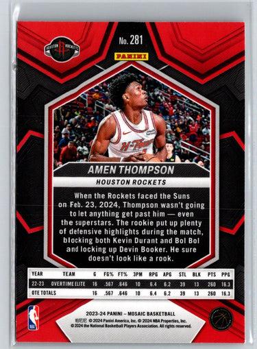 2023-24 Panini Mosaic #281 Amen Thompson City Edition K20
