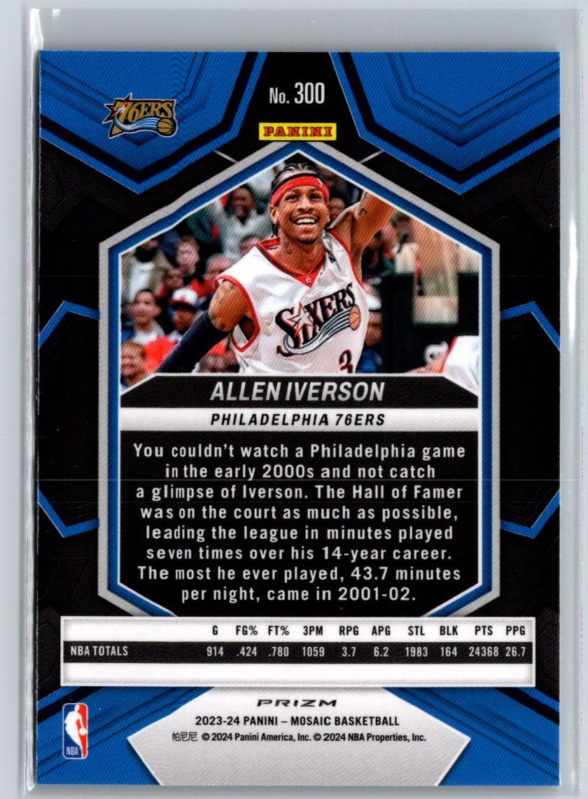2023-24 Panini Mosaic #300 Allen Iverson Reactive Blue K20