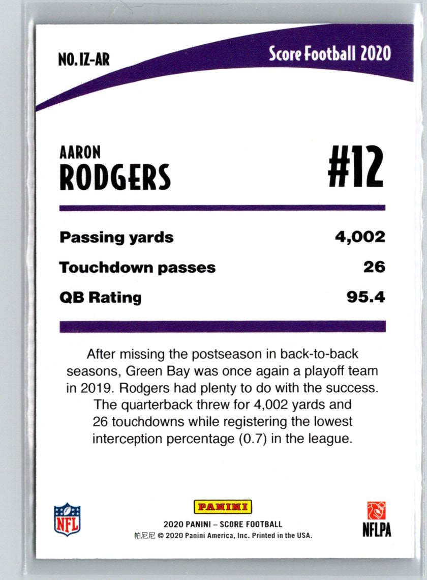 2020 Score #IZ-AR Aaron Rodgers In the Zone K20