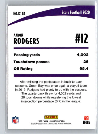 2020 Score #IZ-AR Aaron Rodgers In the Zone K20