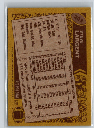 1986 Topps #203 Steve Largent K21