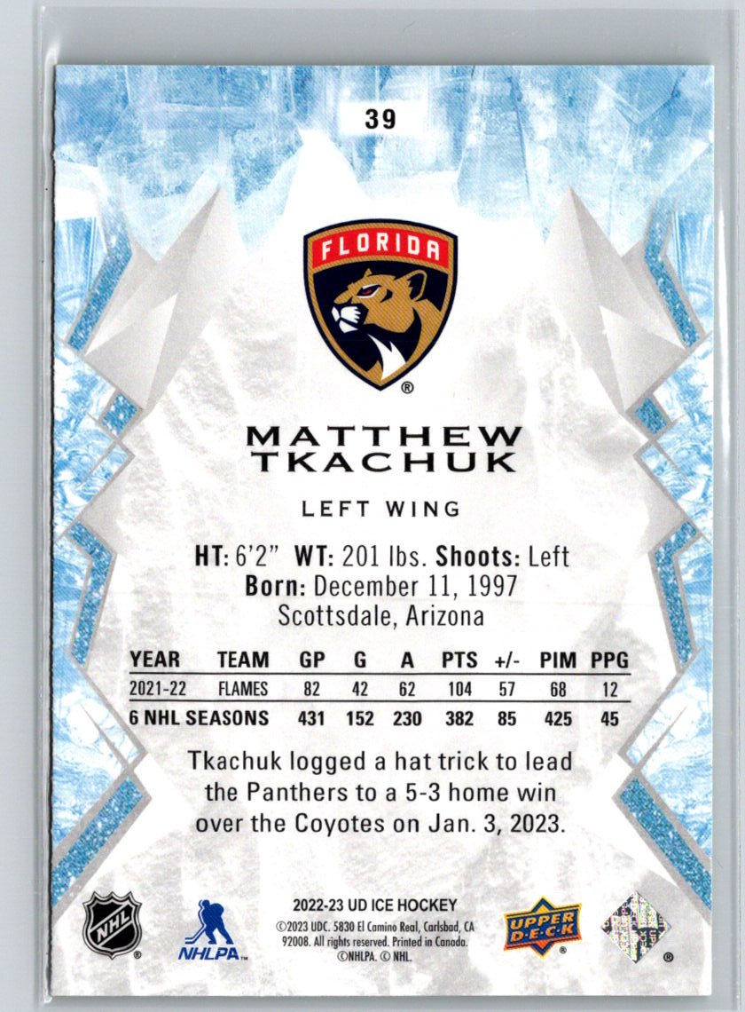 2022-23 Upper Deck Ice #39 Matthew Tkachuk Green K21