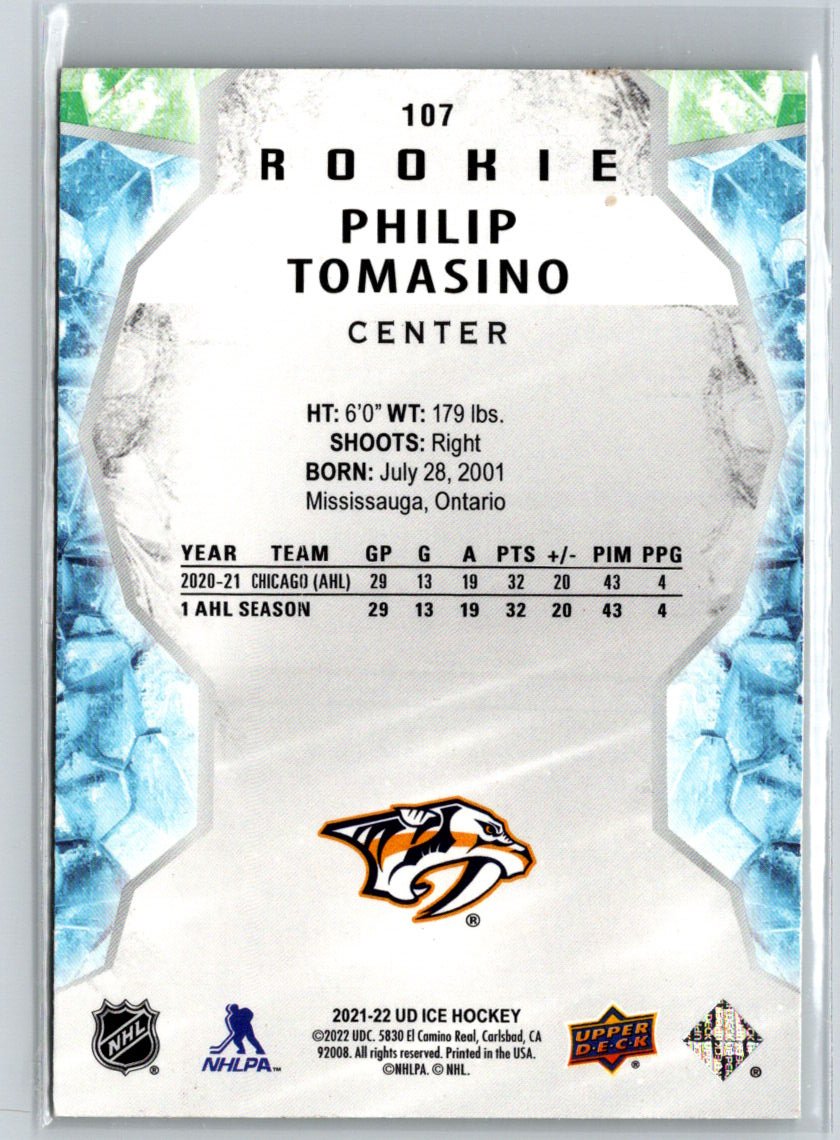 2021-22 Upper Deck Ice #107 Philip Tomasino Green K22