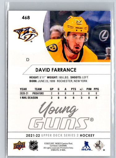 2021-22 Upper Deck #468 David Farrance French K22