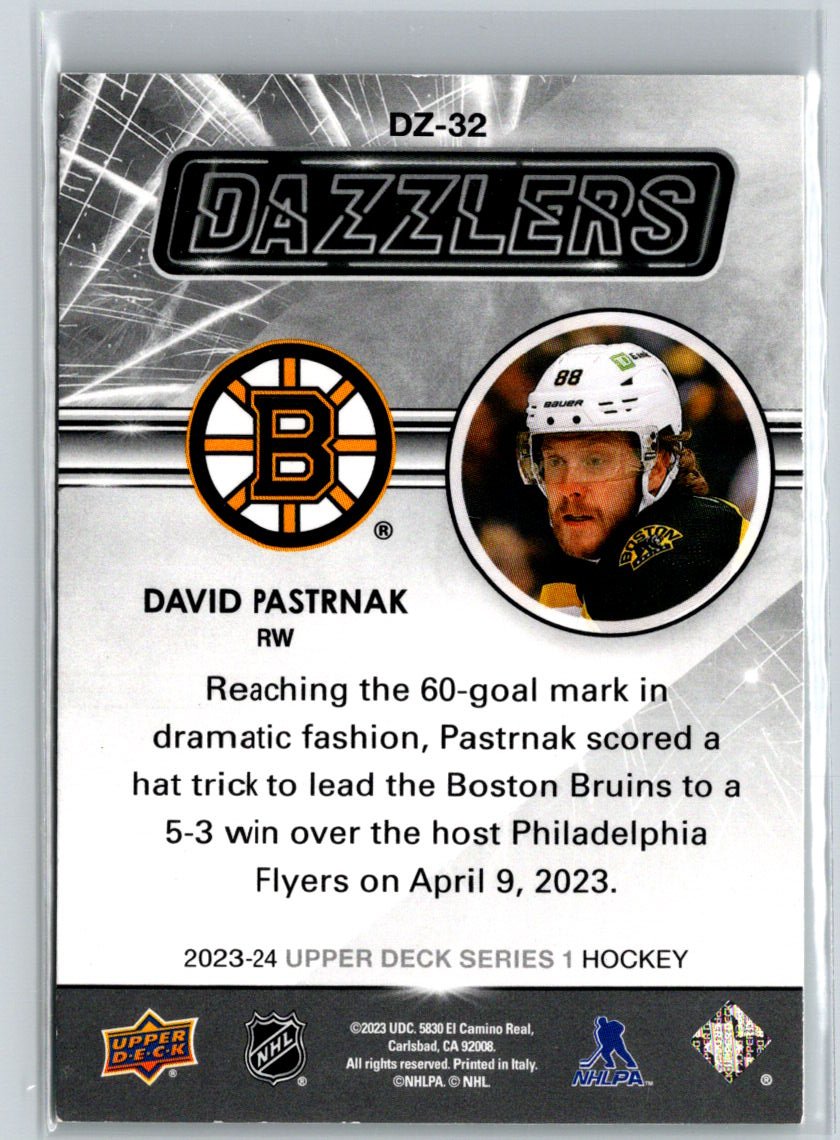 2023-24 Upper Deck #DZ-32 David Pastrnak Dazzlers Green K22