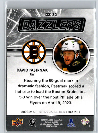 2023-24 Upper Deck #DZ-32 David Pastrnak Dazzlers Green K22