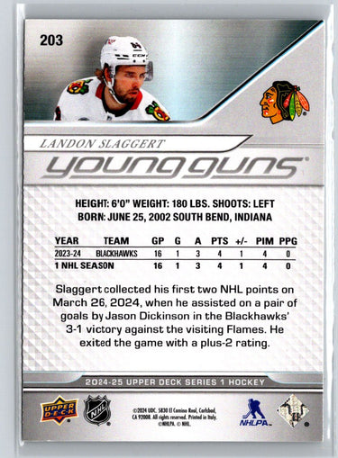 2024-25 Upper Deck #203 Landon Slaggert K22