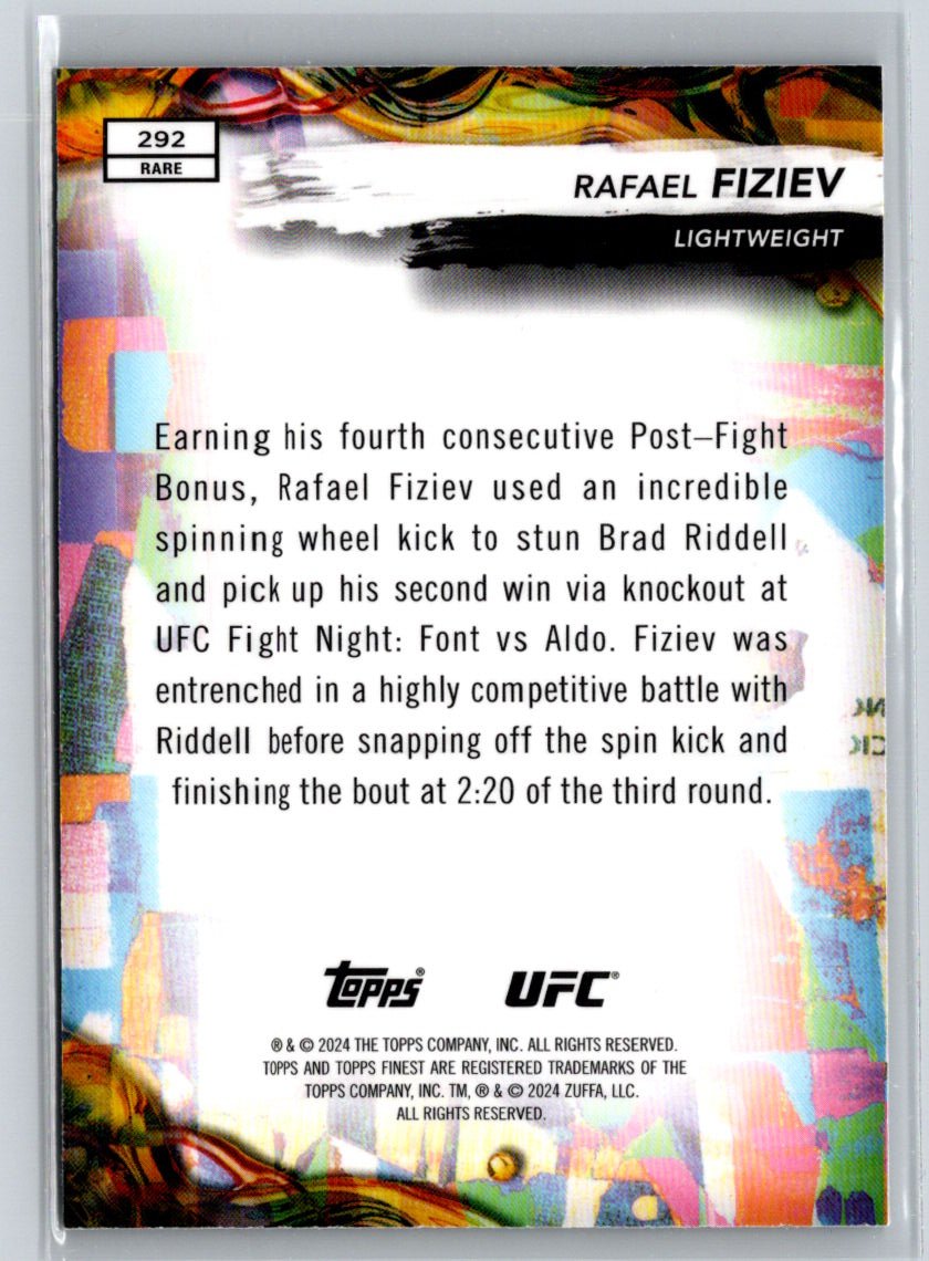 2024 Topps Finest UFC #292 Rafael Fiziev Aqua Glitter Refractors K22
