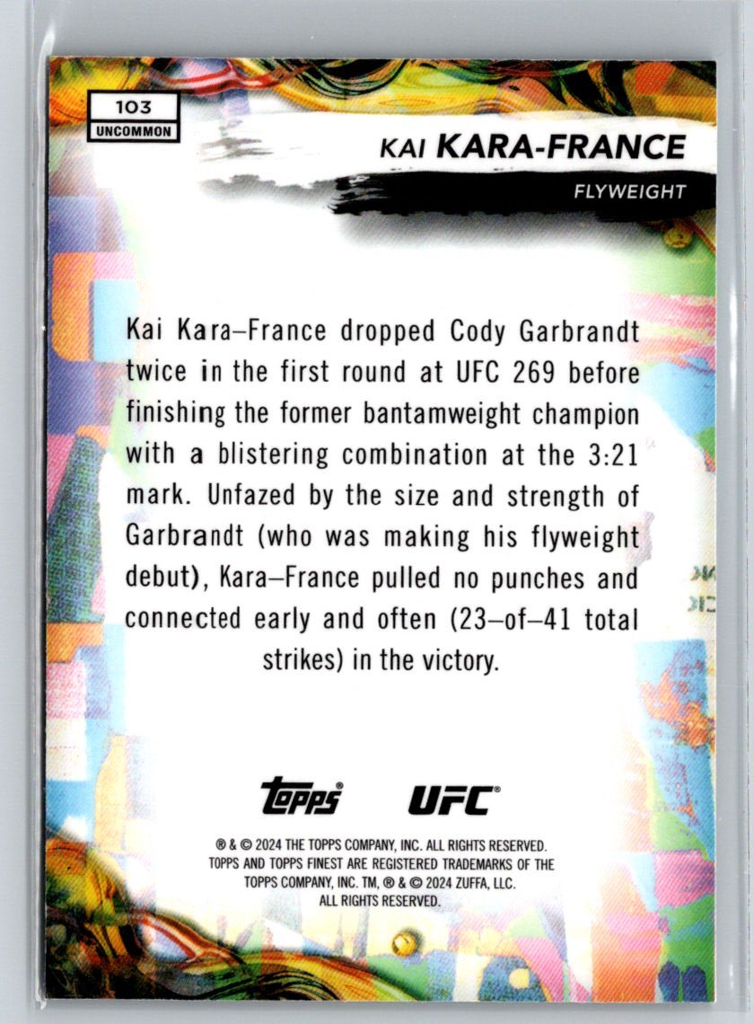 2024 Topps Finest UFC #103 Kai Kara-France Aqua Glitter Refractors K23