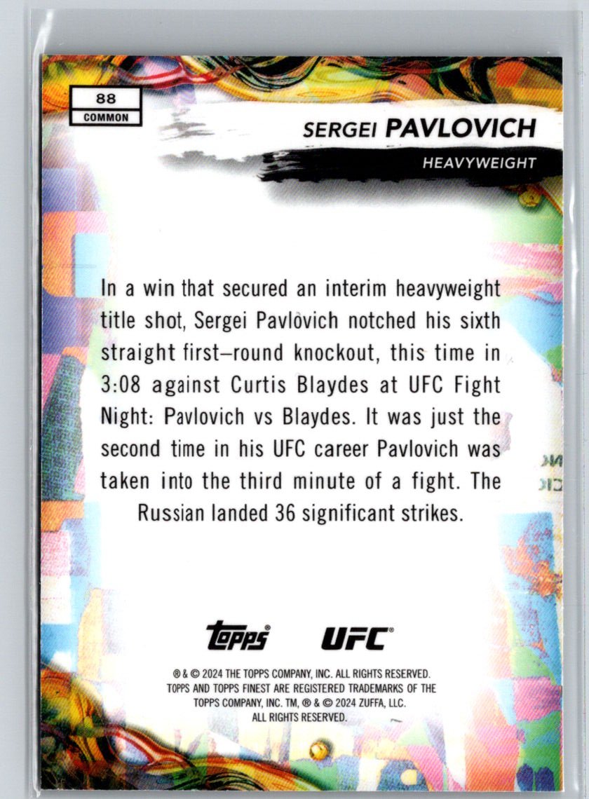 2024 Topps Finest UFC #88 Sergei Pavlovich Aqua Glitter Refractors K23