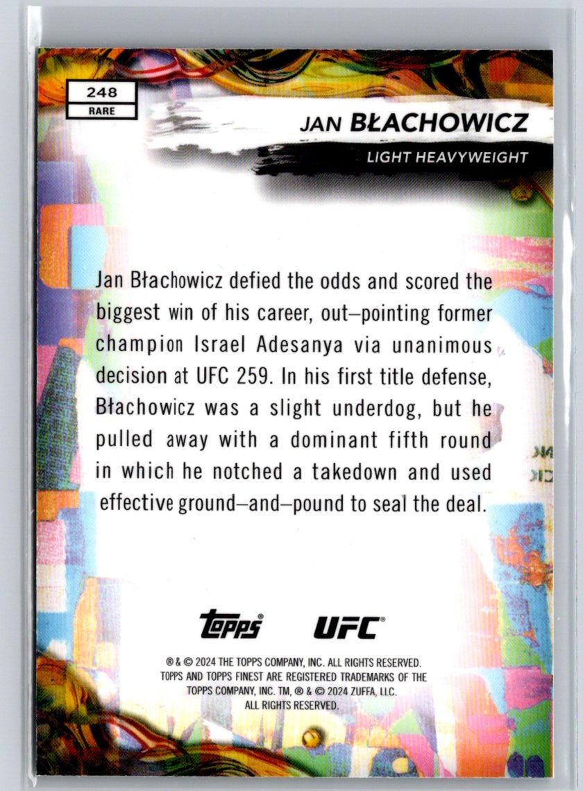2024 Topps Finest UFC #248 Jan Błachowicz Aqua Glitter Refractors K23