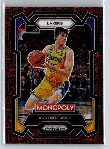 2023-24 Panini Prizm Monopoly #42 Austin Reaves Monopoly Man Red Pattern K24