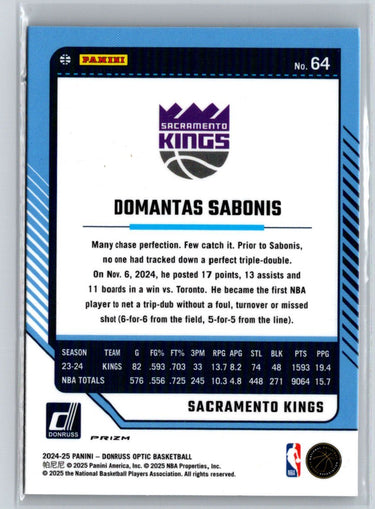 2024-25 Donruss Optic #64 Domantas Sabonis Purple K24