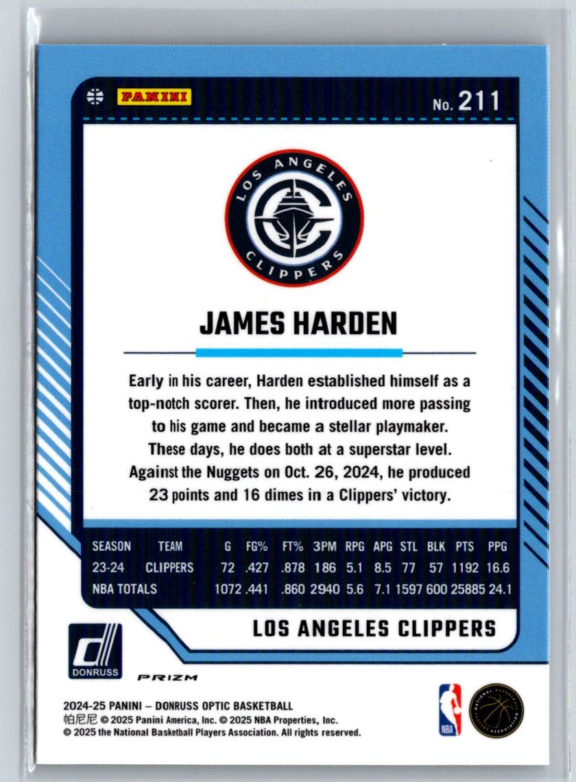 2024-25 Donruss Optic #211 James Harden Purple K24