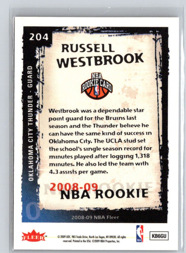2008-09 Fleer #204 Russell Westbrook K24