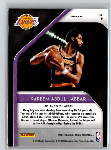 2018-19 Panini Prizm #9 Kareem Abdul-Jabbar Hall Monitors Silver K24