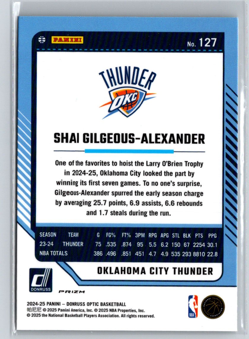 2024-25 Donruss Optic #127 Shai Gilgeous-Alexander Holo K25