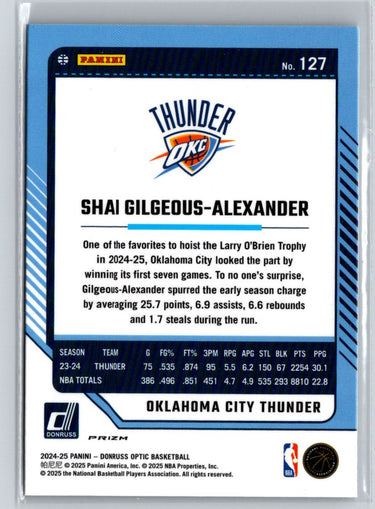 2024-25 Donruss Optic #127 Shai Gilgeous-Alexander Holo K25