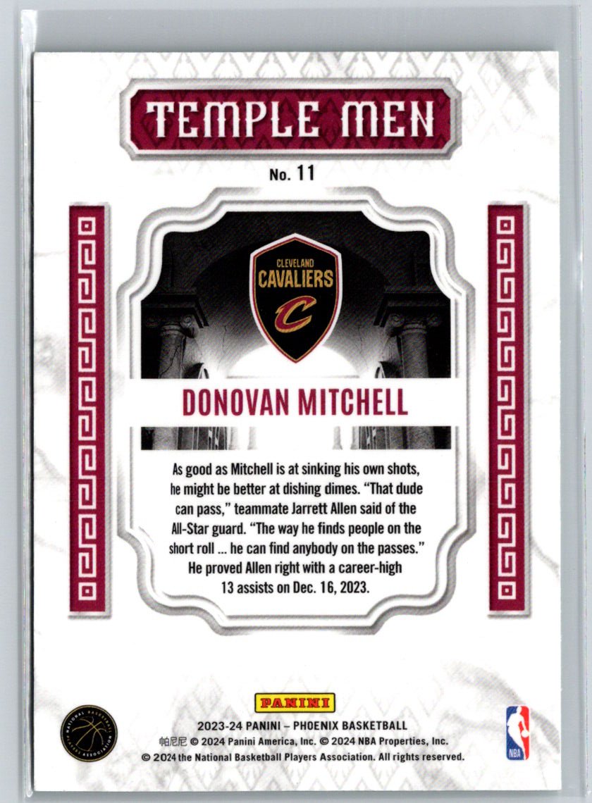 2023-24 Panini Phoenix #11 Donovan Mitchell Temple Men Phoenix Teal Lazer K25