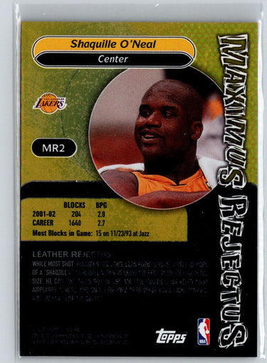 2001-02 Stadium Club #MR2 Shaquille O'Neal Maximus Rejectus K26