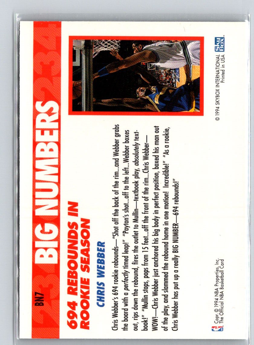 1994-95 Hoops #BN7 Chris Webber Big Numbers K26
