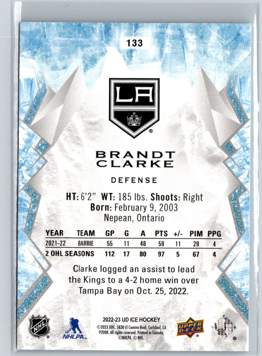2022-23 Upper Deck Ice #133 Brandt Clarke K27