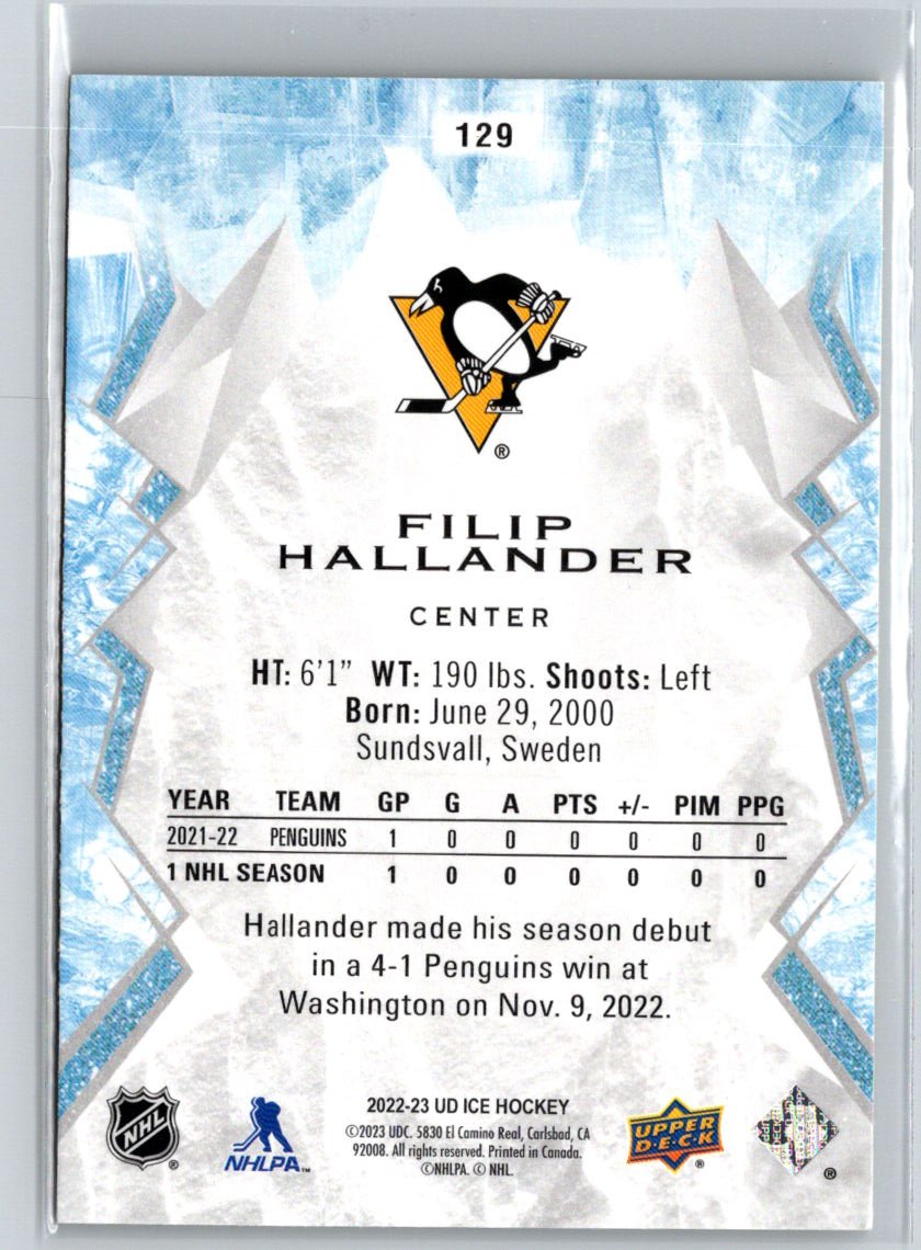 2022-23 Upper Deck Ice #129 Filip Hallander Gold K27