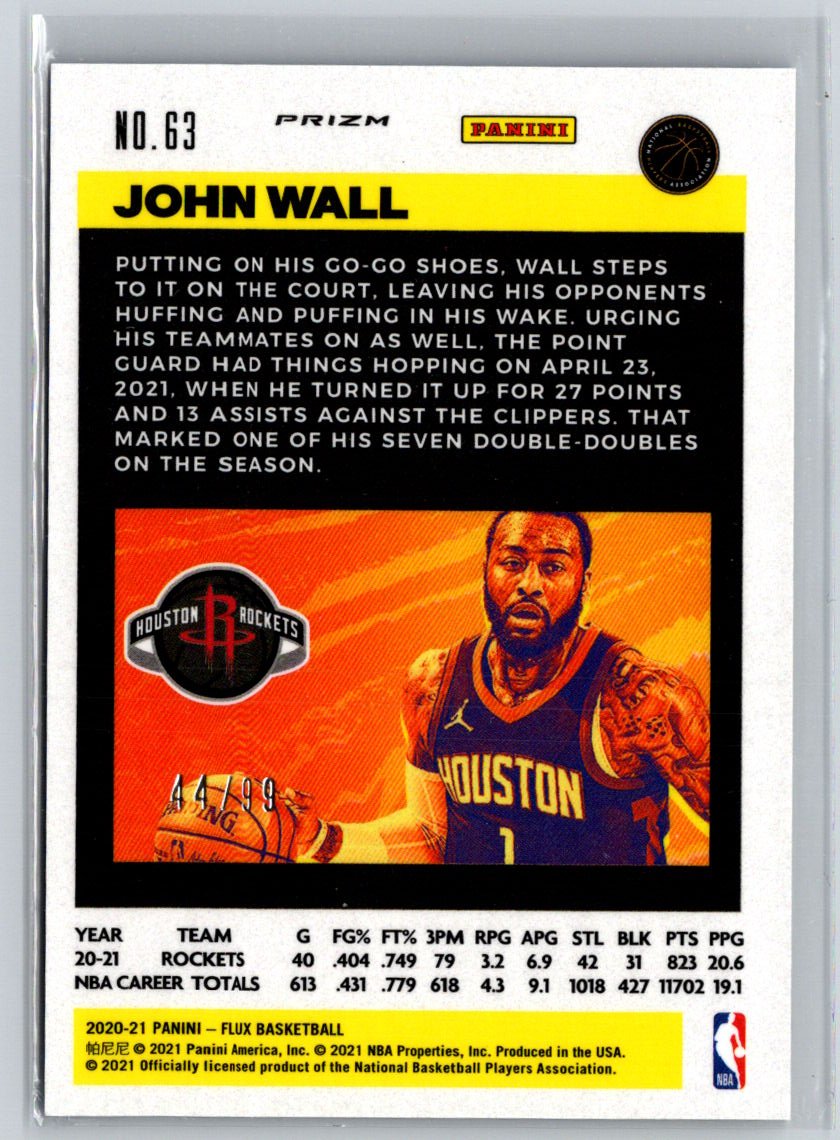 2020-21 Panini Flux #63 John Wall Blue #/99 K28