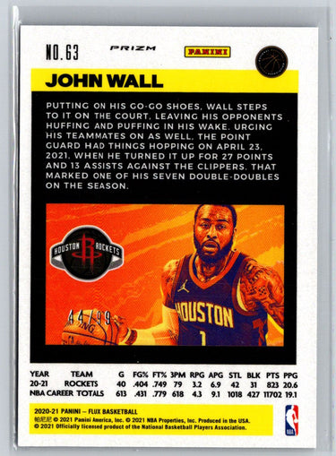 2020-21 Panini Flux #63 John Wall Blue #/99 K28