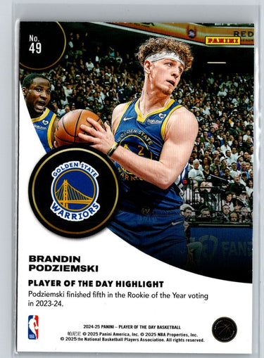 2024-25 Panini Player of the Day #49 Brandin Podziemski Orange #/199 K28