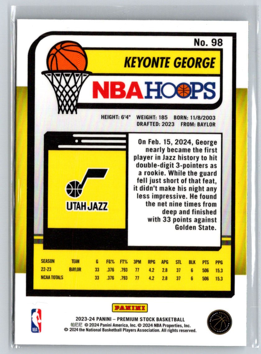 2023-24 Hoops Premium Stock #98 Keyonte George K29