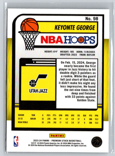 2023-24 Hoops Premium Stock #98 Keyonte George K29