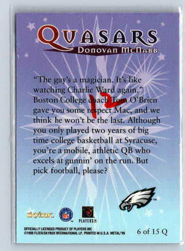 1999 SkyBox Metal Universe #6 Q Donovan McNabb Quasars K29