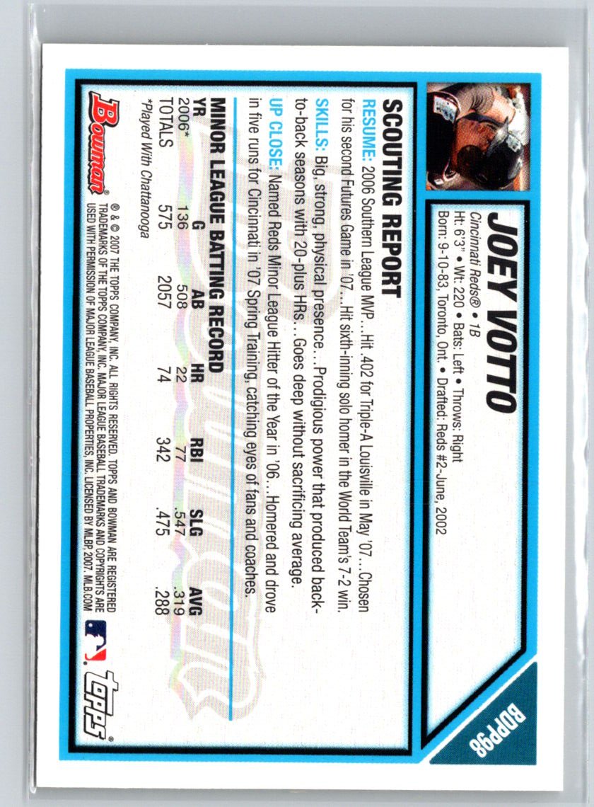2007 Bowman Draft Picks & Prospects #BDPP98 Joey Votto Prospects K31