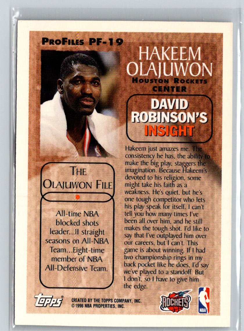 1996-97 Topps #PF-19 Hakeem Olajuwon ProFiles K32