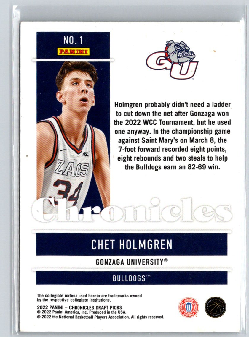 2022 Panini Chronicles Draft Picks #1 Chet Holmgren K33