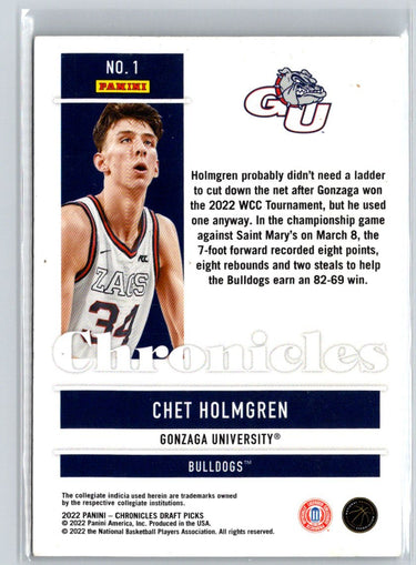 2022 Panini Chronicles Draft Picks #1 Chet Holmgren K33