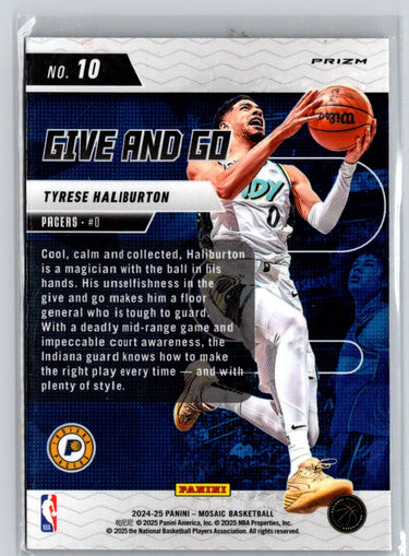 2024-25 Panini Mosaic #10 Tyrese Haliburton Give and Go Mosaic Green K35