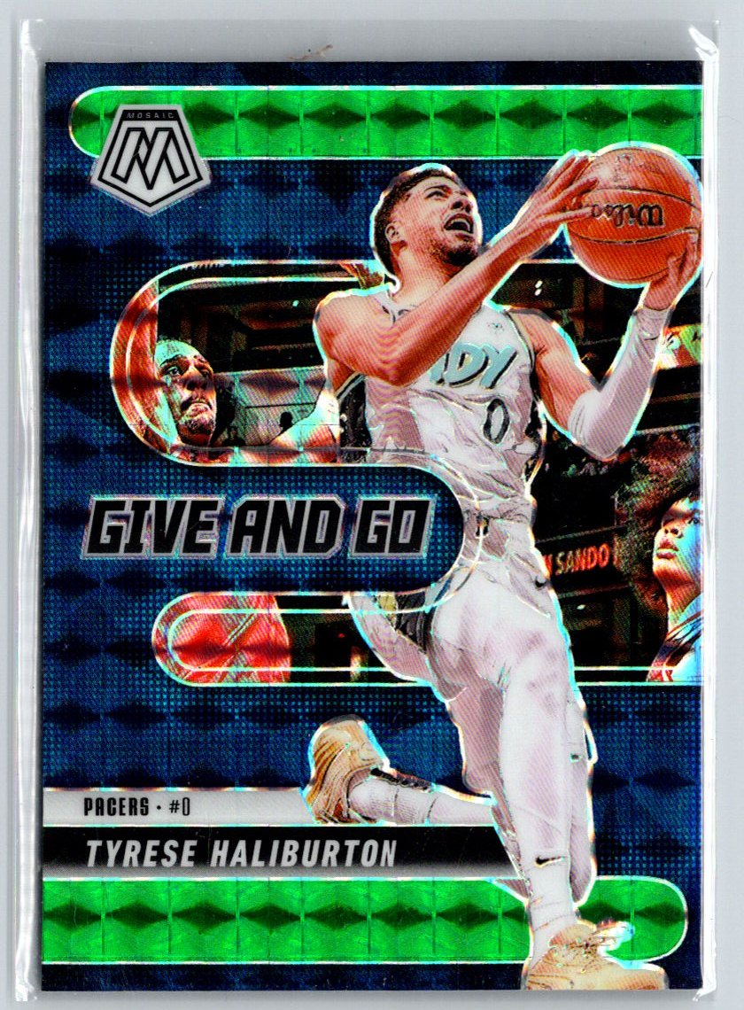 2024-25 Panini Mosaic #10 Tyrese Haliburton Give and Go Mosaic Green K35