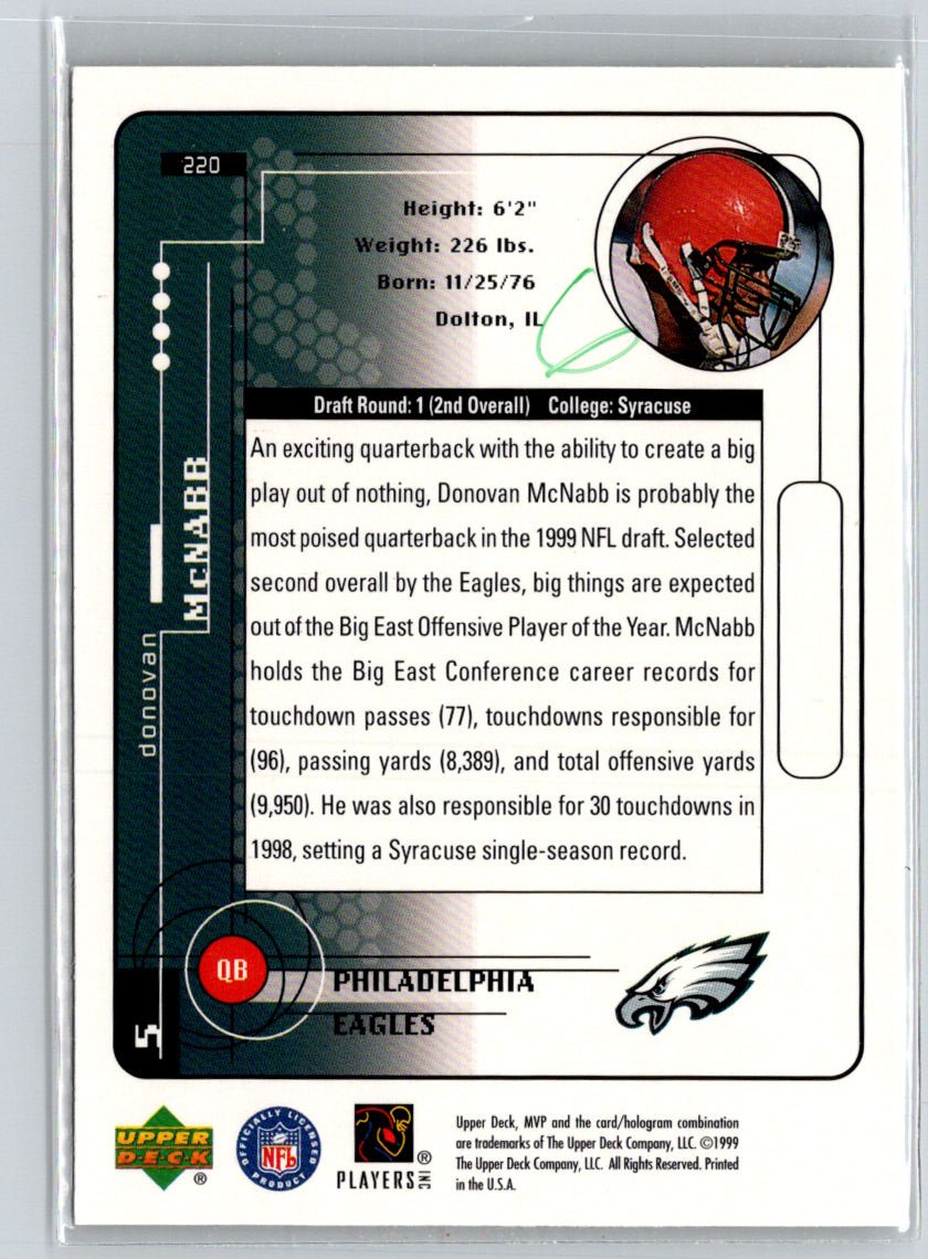 1999 Upper Deck MVP #220 Donovan McNabb K36