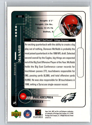 1999 Upper Deck MVP #220 Donovan McNabb K36