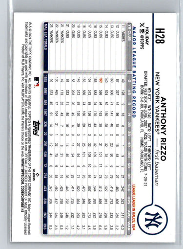 2024 Topps Holiday #H28 Anthony Rizzo Holiday Tree K37