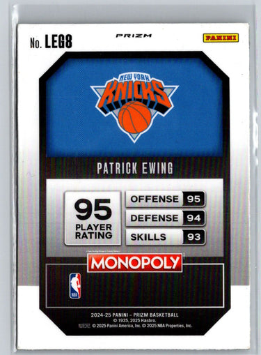 2024-25 Panini Prizm Monopoly #LEG8 Patrick Ewing Legends Ice Prizms K38