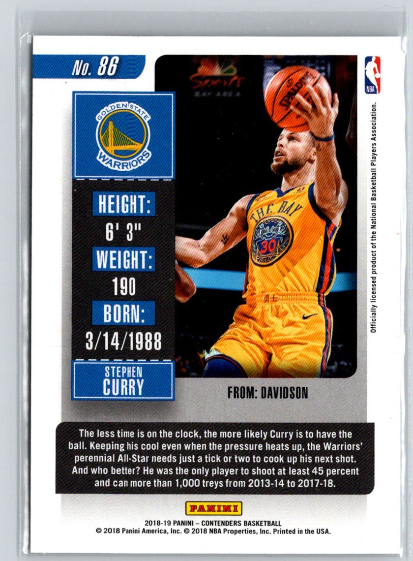2018-19 Panini Contenders #86 Stephen Curry K38