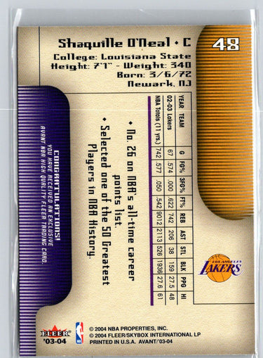 2003-04 Fleer Avant #48 Shaquille O'Neal K39