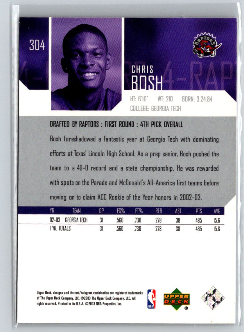 2003-04 Upper Deck #304 Chris Bosh K40