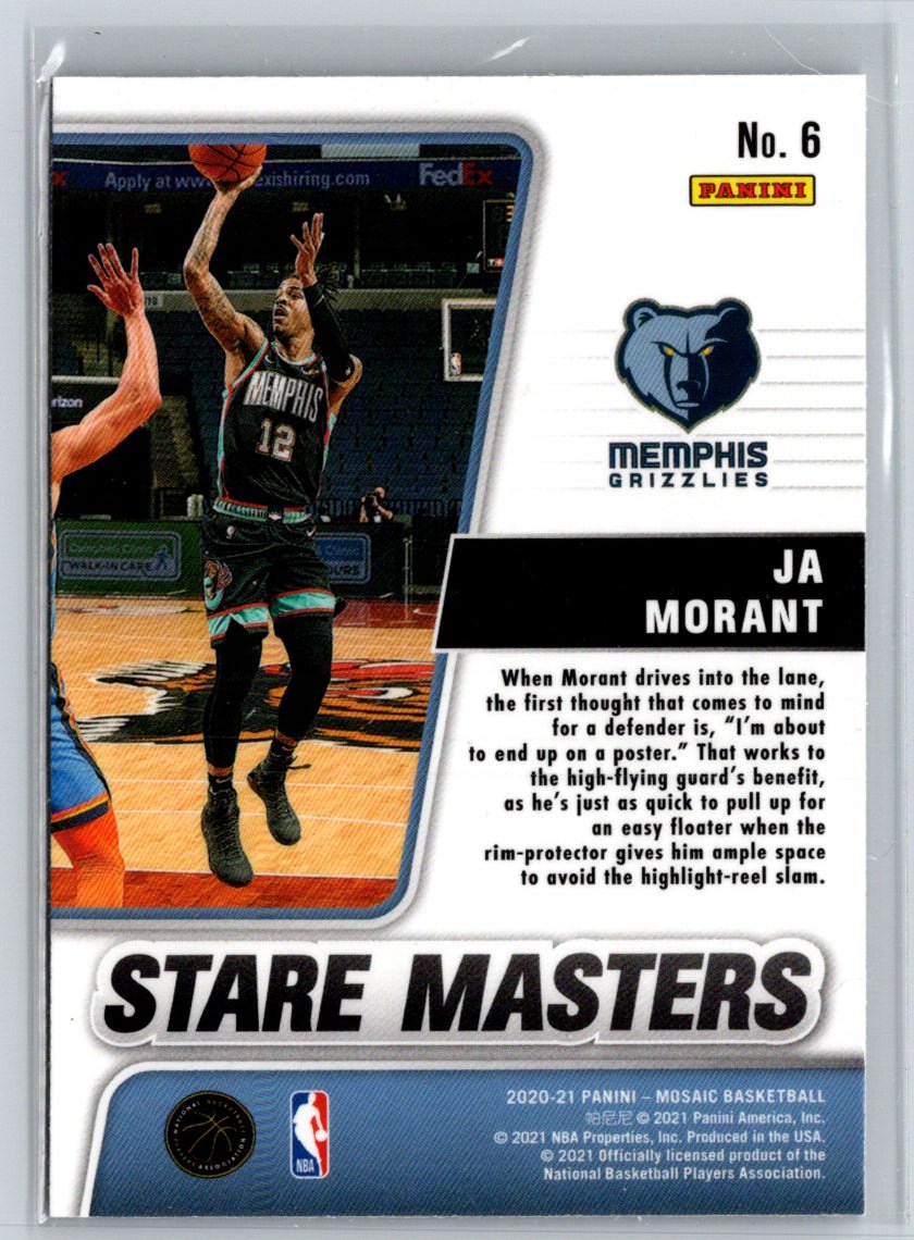 2020-21 Panini Mosaic #6 Ja Morant Stare Masters Mosaic K40