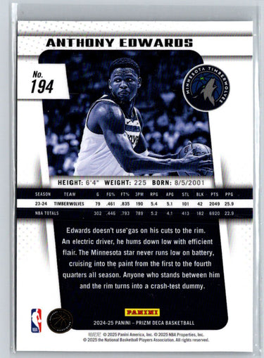 2024-25 Panini Prizm Deca #194 Anthony Edwards K40